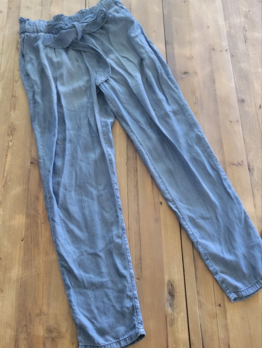 Light Wash Tie-Waist Tencel Joggers - Light Blue